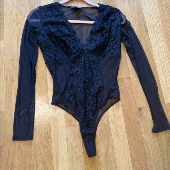 INC International Concepts Sheer Black Lace Top - Picture 2 of 14